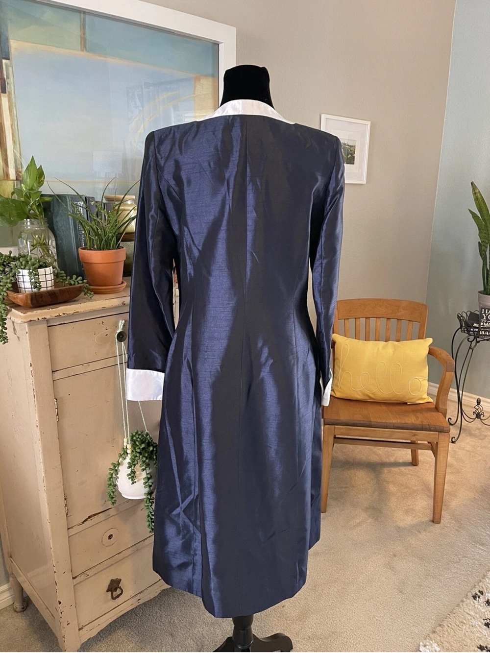 NWT Ashro Duster Jacket Long Formal Cuffed Sleeve Blue Church Clothes Wedding 6 - Picture 3 of 10